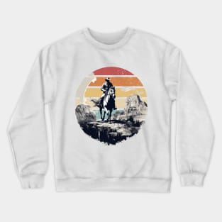 Desert Wanderer: The Solitary Ride of a Lone Cowboy Crewneck Sweatshirt